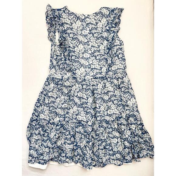 Polo Ralph Lauren Dress Girls Size 12 Blue White Sundress Floral Short Sleeve - Picture 3 of 11